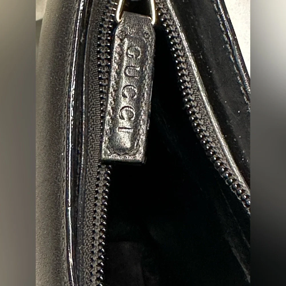 Gucci Black Calf Leather Shoulder Bag with Bamboo Handle + COA - Picture 13 of 16